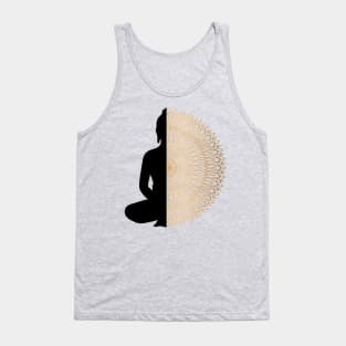 Buddha Meditation Mandala Black Gold Tank Top